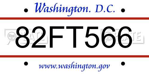 82FT566 District Of Columbia License Plate