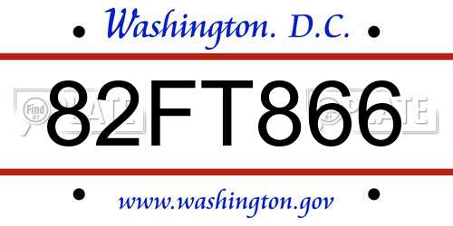 82FT866 District Of Columbia License Plate