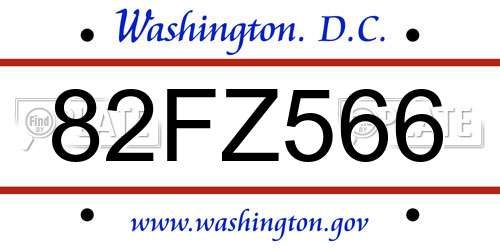 82FZ566 District Of Columbia License Plate