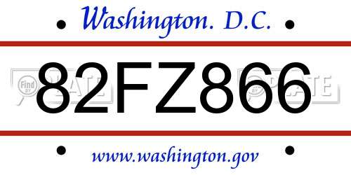 82FZ866 District Of Columbia License Plate