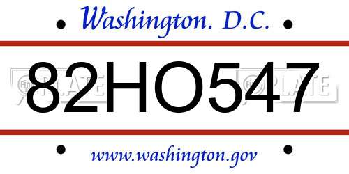 82HO547 District Of Columbia License Plate