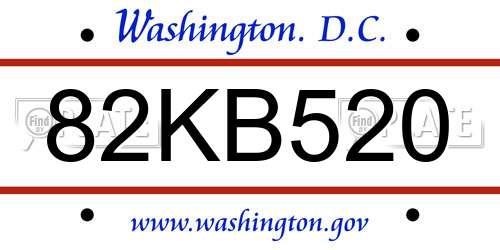 82KB520 District Of Columbia License Plate