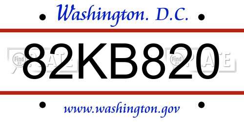 82KB820 District Of Columbia License Plate