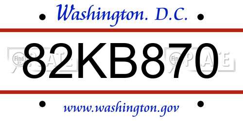 82KB870 District Of Columbia License Plate