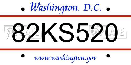 82KS520 District Of Columbia License Plate