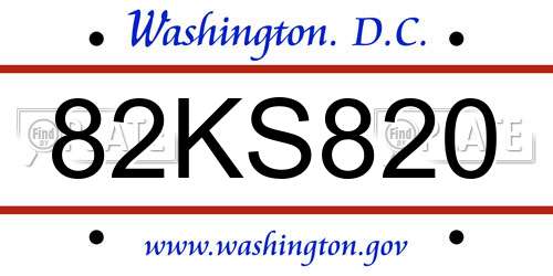 82KS820 District Of Columbia License Plate