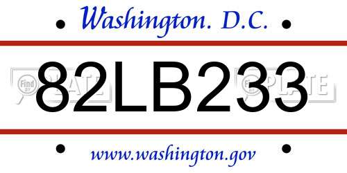 82LB233 District Of Columbia License Plate