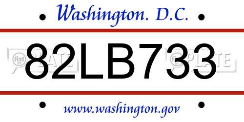 82LB733 District Of Columbia License Plate