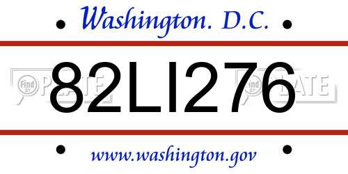 82LI276 District Of Columbia License Plate