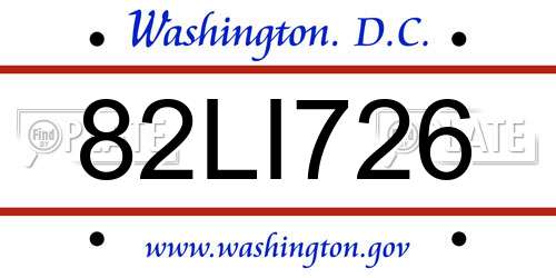 82LI726 District Of Columbia License Plate