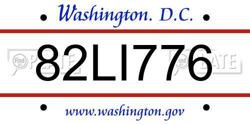 82LI776 District Of Columbia License Plate