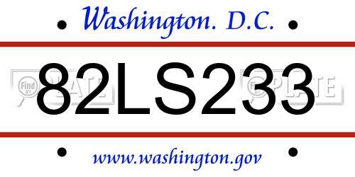 82LS233 District Of Columbia License Plate