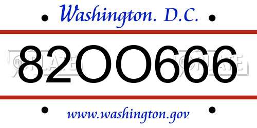 82OO666 District Of Columbia License Plate