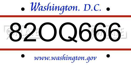 82OQ666 District Of Columbia License Plate