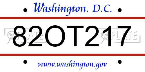 82OT217 District Of Columbia License Plate