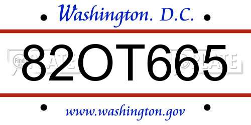 82OT665 District Of Columbia License Plate