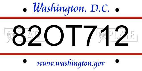 82OT712 District Of Columbia License Plate