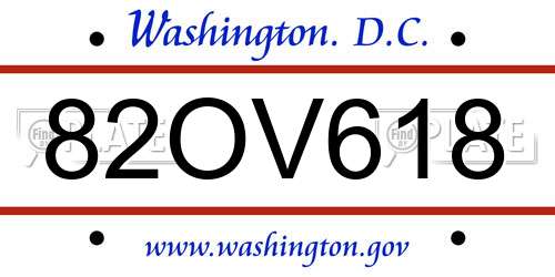 82OV618 District Of Columbia License Plate