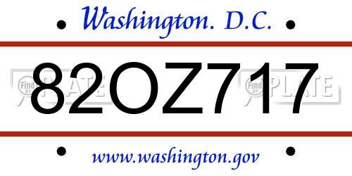 82OZ717 District Of Columbia License Plate