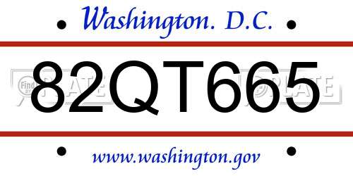 82QT665 District Of Columbia License Plate