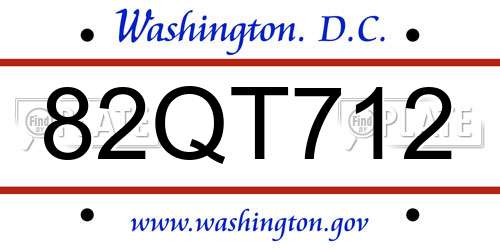 82QT712 District Of Columbia License Plate