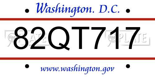 82QT717 District Of Columbia License Plate