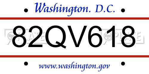 82QV618 District Of Columbia License Plate