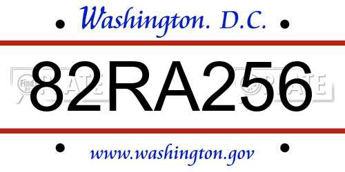 82RA256 District Of Columbia License Plate