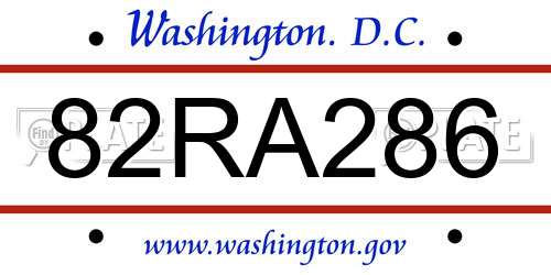 82RA286 District Of Columbia License Plate