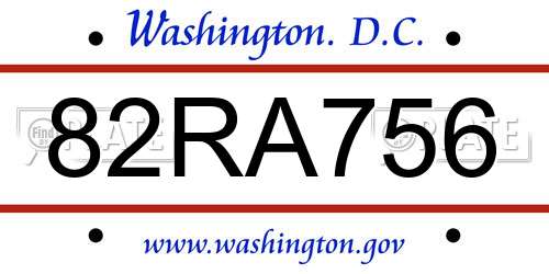82RA756 District Of Columbia License Plate