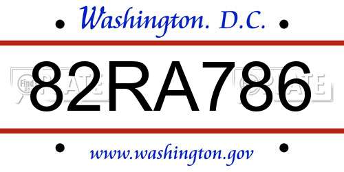 82RA786 District Of Columbia License Plate