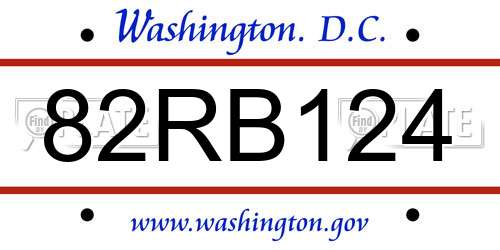 82RB124 District Of Columbia License Plate