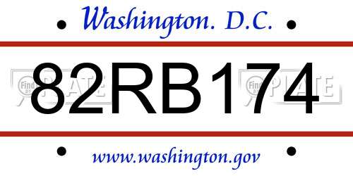 82RB174 District Of Columbia License Plate
