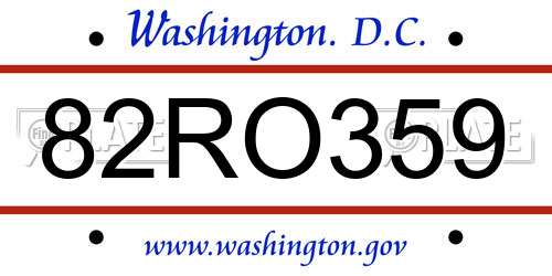 82RO359 District Of Columbia License Plate