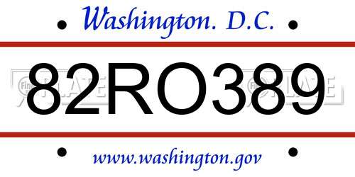 82RO389 District Of Columbia License Plate