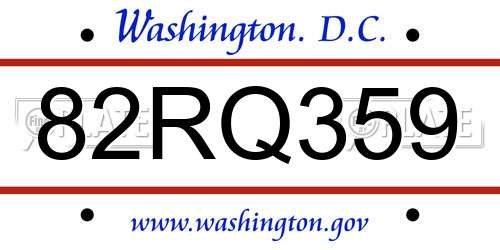 82RQ359 District Of Columbia License Plate