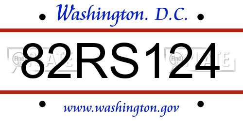 82RS124 District Of Columbia License Plate