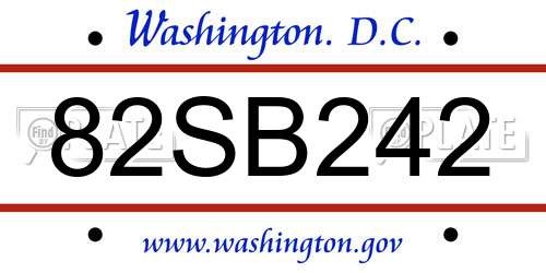 82SB242 District Of Columbia License Plate