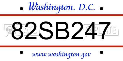 82SB247 District Of Columbia License Plate