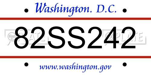 82SS242 District Of Columbia License Plate
