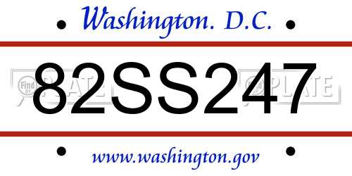 82SS247 District Of Columbia License Plate
