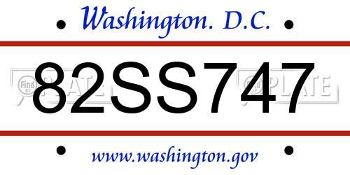 82SS747 District Of Columbia License Plate
