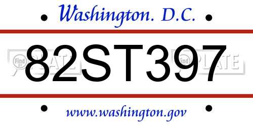 82ST397 District Of Columbia License Plate