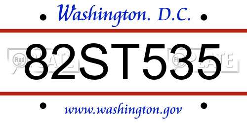 82ST535 District Of Columbia License Plate