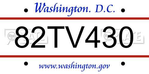 82TV430 District Of Columbia License Plate