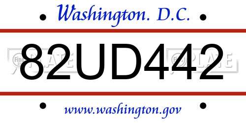 82UD442 District Of Columbia License Plate