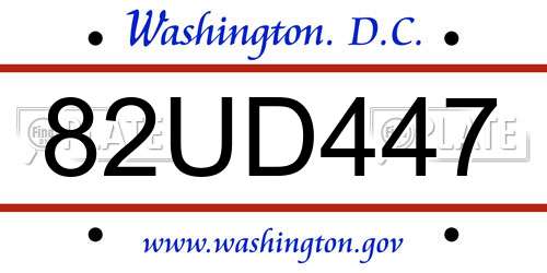 82UD447 District Of Columbia License Plate
