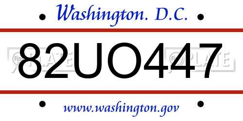 82UO447 District Of Columbia License Plate