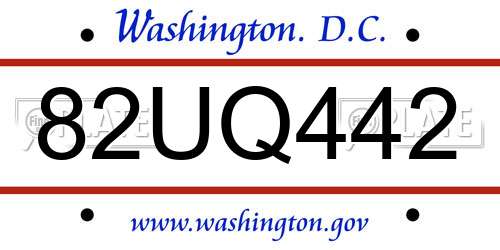 82UQ442 District Of Columbia License Plate