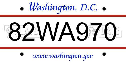 82WA970 District Of Columbia License Plate